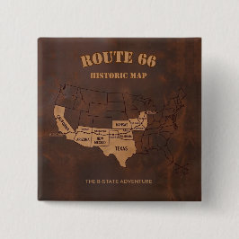 Centennial Route 66 Roadtrip Americana Vierkante Button 5,1 Cm