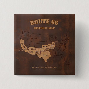 Centennial Route 66 Roadtrip Americana Vierkante Button 5,1 Cm