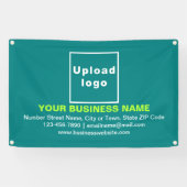 Center Aligned Business Brand op Blauwgroen groene Spandoek (Horizontaal)