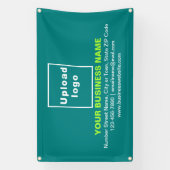 Center Aligned Business Brand op Blauwgroen groene Spandoek (Verticaal)