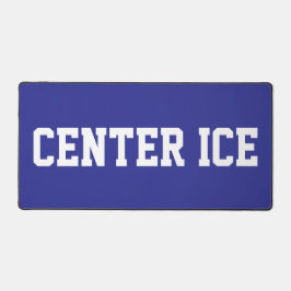 CENTER ICE Athletic White Hockey Text On Deep Blue Bureaumat