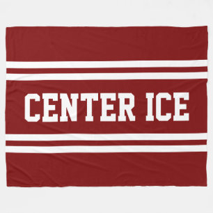 CENTER ICE Vintage Rode Witte Tekst Racing Strepen Fleece Deken