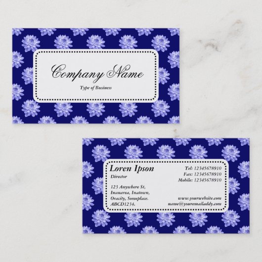 Center Label v5 - Chrysanthemum Pattern Dp Navy Bl (Voorkant / Achterkant)