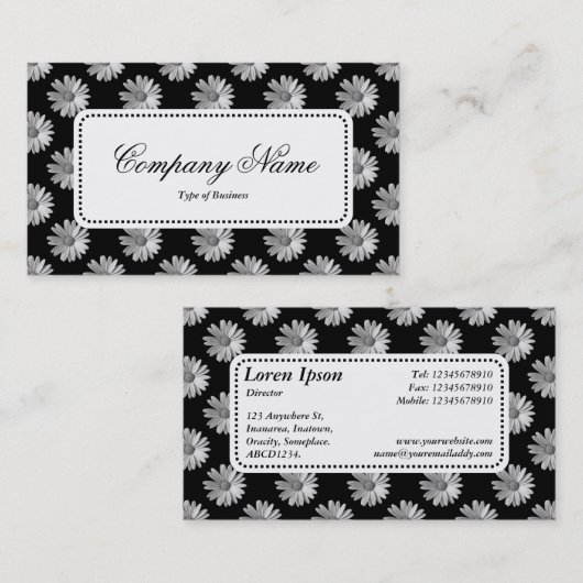 Center Label v5 - Daisies - zwart en wit (Voorkant / Achterkant)