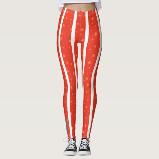 Center Ring: Red and White Star-Striped Leggings (Voorkant)