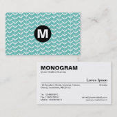 Center Spot Monogram - Leaf Stalks - Lt Aqua Visitekaartje (Voorkant / Achterkant)