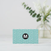 Center Spot Monogram - Leaf Stalks - Lt Aqua Visitekaartje (Staand voorkant)
