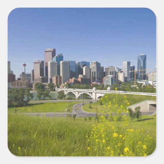 Center St Bridge en Downtown Calgary, Alberta, 2 Vierkante Sticker (Voorkant)