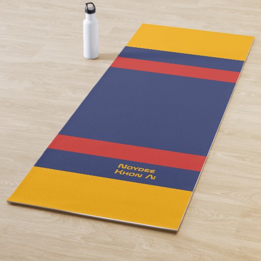 Center Stripes Horizontal Lines Blue Yellow Red Yogamat (In situ)