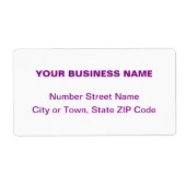 Center Uitgelijnd Paarse platte tekst Zakelijke ve Etiket (Voorkant)