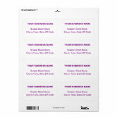 Center Uitgelijnd Paarse platte tekst Zakelijke ve Etiket (Full Sheet)