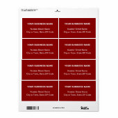 Center Uitgelijnd Plain Text Business Red Verzendi Etiket (Full Sheet)