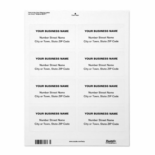 Center Uitgelijnd Plain Text Business White Verzen Etiket (Full Sheet)