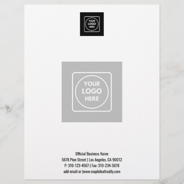 Centered Logo Watermark Business Basic letterhead Briefhoofd (Voorkant)