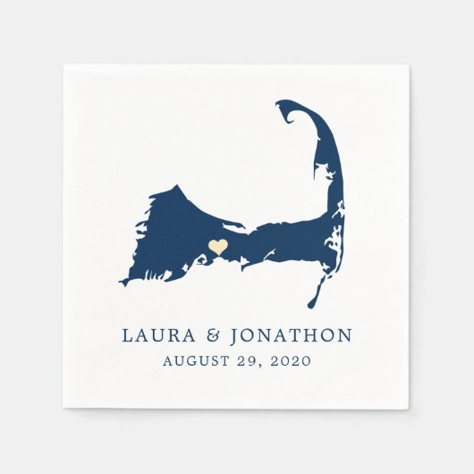 Centerville Blue Cape Kabeljauw Kaart Geel Hart Tr Servet (Voorkant)