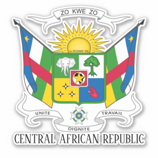 Centraal-Afrikaanse Republiek Nationale wapenstils Sticker (Voorkant)