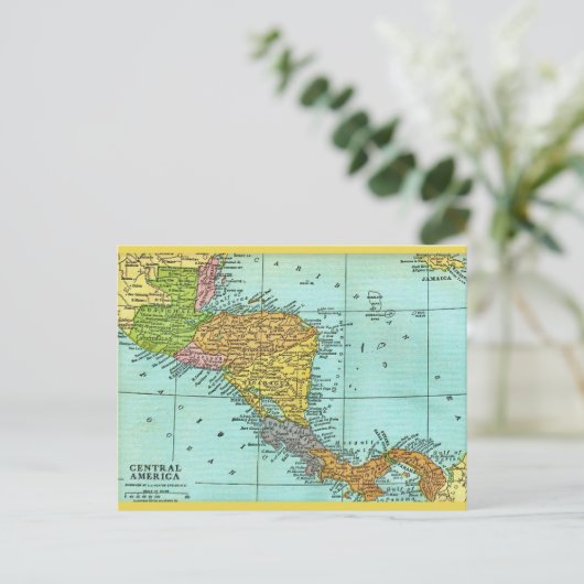 Centraal-Amerika Vintage Kaart Ansichtkaart (Staand voorkant)
