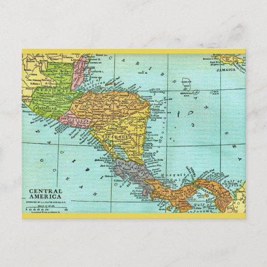 Centraal-Amerika Vintage Kaart Ansichtkaart (Voorkant)