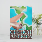 Centraal-Amerika vintage vluchtposter Briefpapier (Staand voorkant)