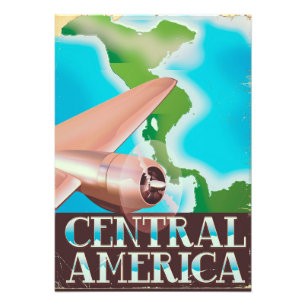 Centraal-Amerika vintage vluchtposter Foto Afdruk