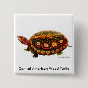 Centraal-Amerikaanse houtenschildpad Vierkante Button 5,1 Cm