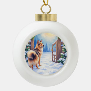 Centraal-Aziatische Herdershond Sneeuwpoort Kerst  Keramische Bal Ornament
