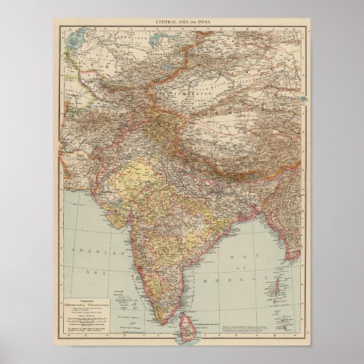 Centraal-Azië, India Poster (Voorkant)