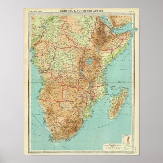 Centraal- en Zuid-Afrika met scheepvaartroutes Poster (Voorkant)