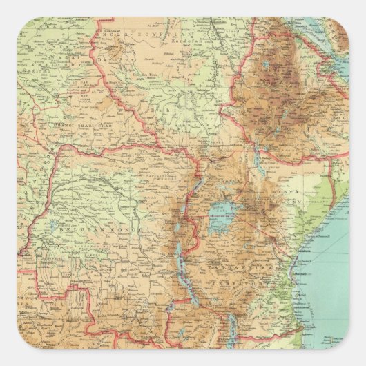 Centraal- en Zuid-Afrika met scheepvaartroutes Vierkante Sticker (Voorkant)