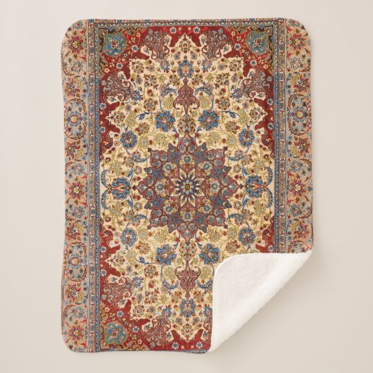 Centraal Persia Blue Symmetrical Stars  Sherpa Deken (Voorkant)