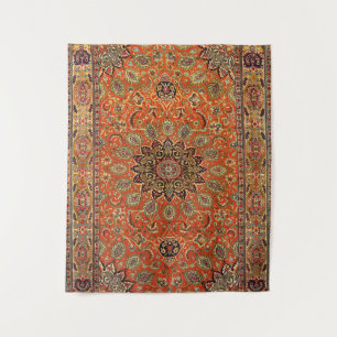 Centraal Perzië Qum Oranje Geel Groen  Wandkleed