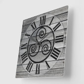 Centraal riskelion op Afbeelding van oud hout, wit Vierkante Klok (Hoek)