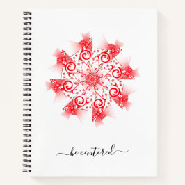 Centraal rode mandala fractale lijnoedelen notitieboek
