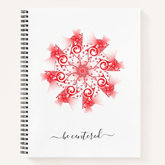 Centraal rode mandala fractale lijnoedelen notitieboek (Voorkant)