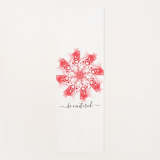 Centraal rode mandala fractale lijnoedelen yogamat (Voorkant)