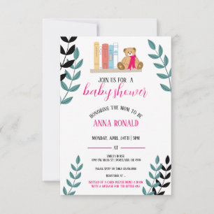 Centraal rond het thema van boekenBaby Shower Kaart