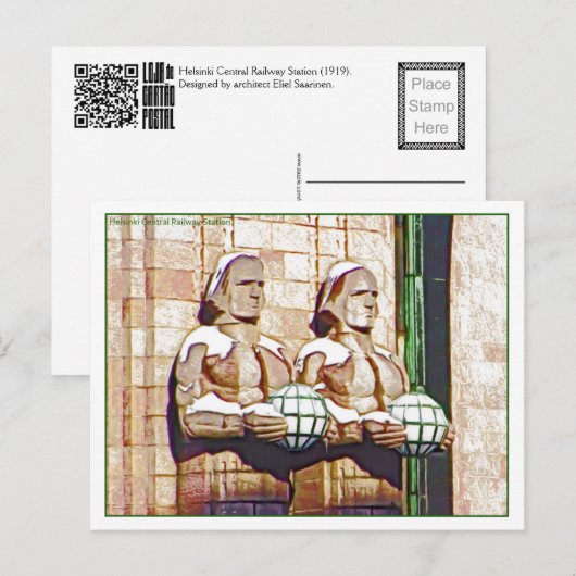 Centraal spoorwegstation van Helsinki Briefkaart (Voorkant / Achterkant)