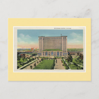 Centraal station van Vintage Detroit Michigan Briefkaart