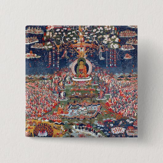 Centraal-Tibet Amitabha, de Boeddha van het Wester Vierkante Button 5,1 Cm (Voorkant)