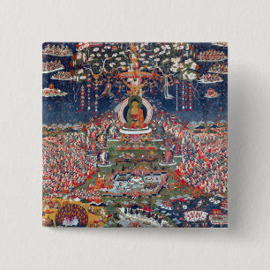 Centraal-Tibet Amitabha, de Boeddha van het Wester Vierkante Button 5,1 Cm