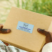 Centraal uitgelijnd bedrijfslinkt lichtblauw verze etiket