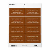 Centraal uitgelijnde teksten Bedrijfs Bruin Verzen Etiket (Full Sheet)