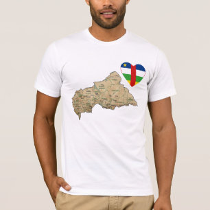 Centrafrique Flag Heart en Map T-Shirt