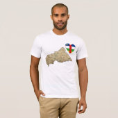 Centrafrique Flag Heart en Map T-Shirt (Voorkant volledig)