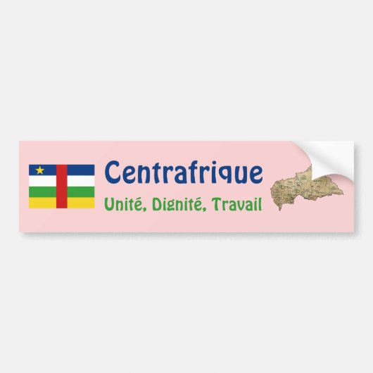 Centrafrique Flag + Map Bumpersticker (Voorkant)