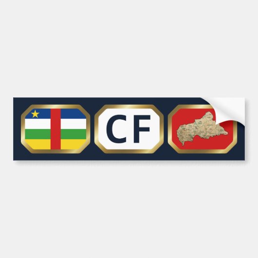 Centrafrique Flag Map Code Bumpersticker (Voorkant)