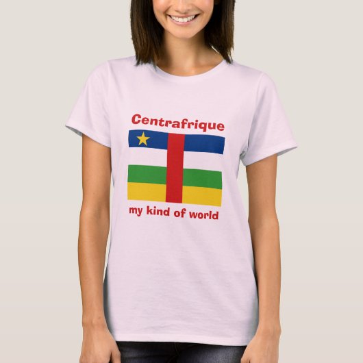 Centrafrique Flag + Map + Tekst T-Shirt (Voorkant)