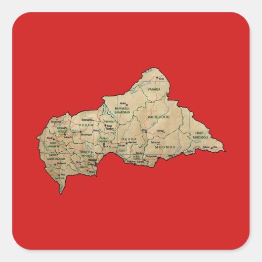 Centrafrique Kaart Sticker (Voorkant)