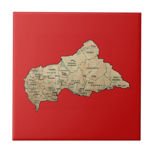 Centrafrique kaart tegel tegeltje (Voorkant)