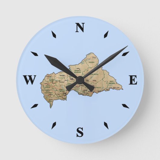 Centrafrique Map Clock Ronde Klok (Voorkant)